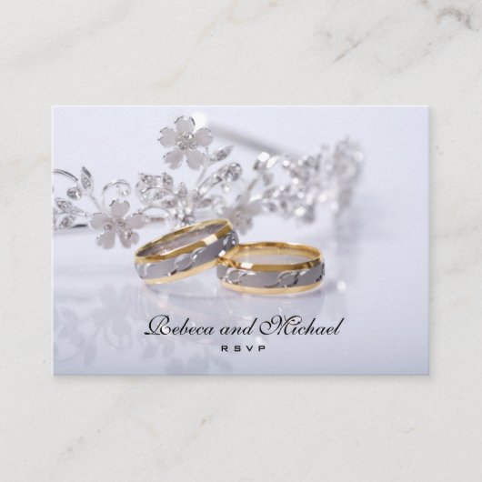 Carte RSVP Elegant Gold / Platinum Mariage Band (Devant)