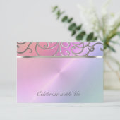 Carte RSVP Elegant Pearl Rose Silver Filigree (Debout devant)