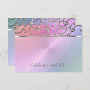 Carte RSVP Elegant Pearl Rose Silver Filigree
