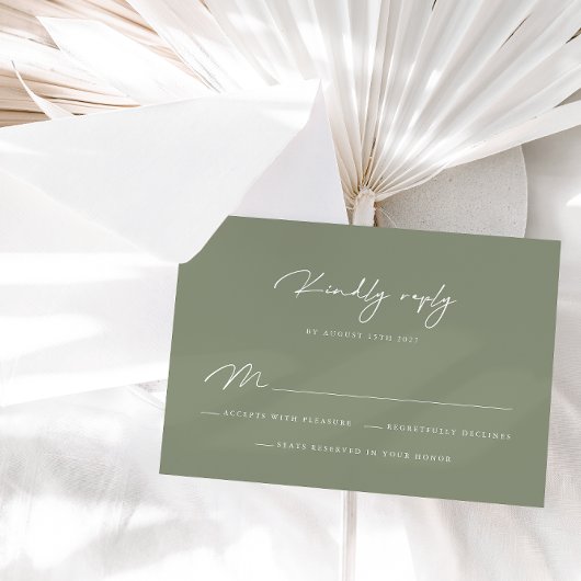 Carte RSVP Elegant Sage Green Calligraphy