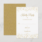 Carte RSVP Elégante Confetti Gold Dust (Devant / Derrière)