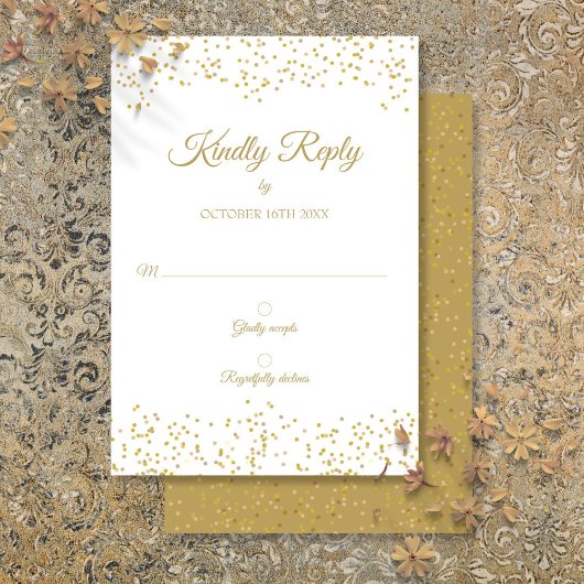 Carte RSVP Elégante Confetti Gold Dust