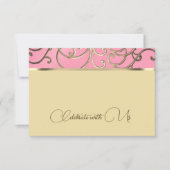 Carte RSVP élégante Filigree rose et or (Devant)