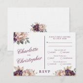 Carte RSVP Elégante Mariage de style vintage, cart (Devant / Derrière)