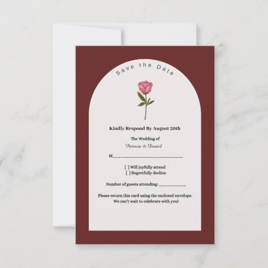 Carte RSVP élégante - Réponse du Mariage officiel  (Devant)