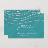 Carte RSVP Elégante Turquoise Blue & Pearls (Devant / Derrière)