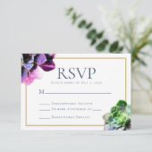 Carte RSVP élégante violette Succulente (Debout devant)