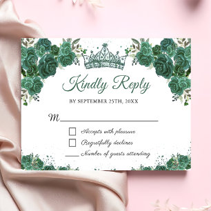 Carte RSVP Emerald Floral Quinceañera