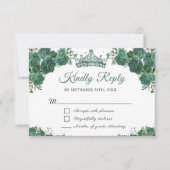 Carte RSVP Emerald Floral Quinceañera (Devant)