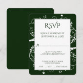 Carte RSVP Emerald Green Flourish Wedish (Devant / Derrière)