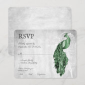 Carte RSVP Emerald Green Peacock Wedding (Devant / Derrière)