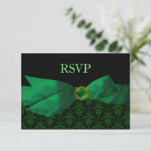 Carte RSVP Emerald Mariage damassé (Debout devant)