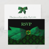 Carte RSVP Emerald Mariage damassé (Devant / Derrière)