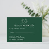 Carte RSVP Emerald Monogram Crest (Debout devant)