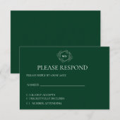 Carte RSVP Emerald Monogram Crest (Devant / Derrière)