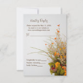 Carte RSVP en bois blanc Fleurs de chute (Devant)