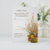 Carte RSVP en bois blanc Fleurs de chute (Debout devant)