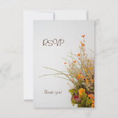 Carte RSVP en bois blanc Fleurs de chute (Dos)