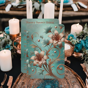 Carte RSVP en cuivre turquoise élégante