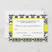 Carte RSVP en damas noir, blanc et jaune (Dos)