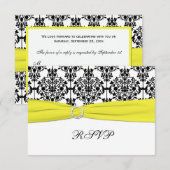 Carte RSVP en damas noir, blanc et jaune (Devant / Derrière)
