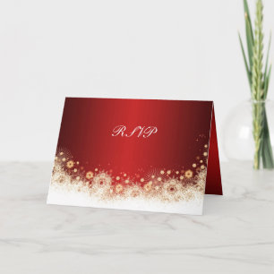 Carte RSVP en dentelle de Noël Or de luxe