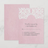 Carte RSVP en dentelle rose (Devant / Derrière)