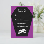 Carte RSVP en ébène de café (violet) (Debout devant)