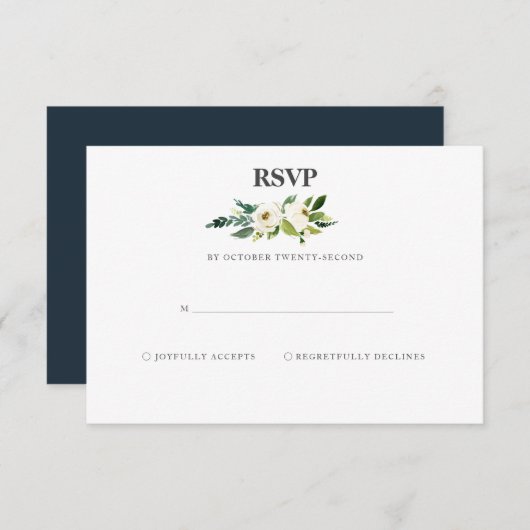 Carte RSVP en fleurs blanches (Devant / Derrière)