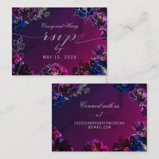 Carte RSVP en ligne Amethyst Sapphire Ombr Jewel T (Devant / Derrière)
