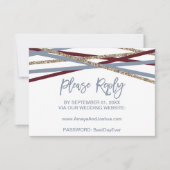 Carte RSVP en ligne Dusty Blue & Cranberry Streame (Devant)