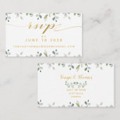 Carte RSVP en ligne Mariage d'écriture verte et or (Devant / Derrière)