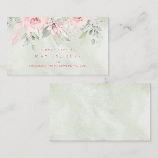 Carte RSVP en ligne Mariage Rose Blusing (Devant / Derrière)
