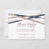 Carte RSVP en ligne Marine Blush et Gold Streamers (Devant)