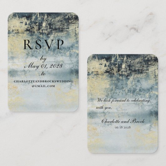 Carte RSVP en ligne pour peinture verte et or sur (Devant / Derrière)