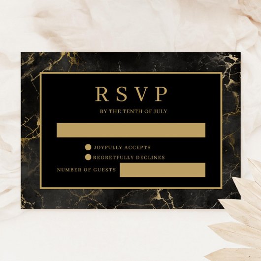 Carte RSVP en marbre noir