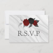 carte RSVP en marbre rouge et noir (Dos)