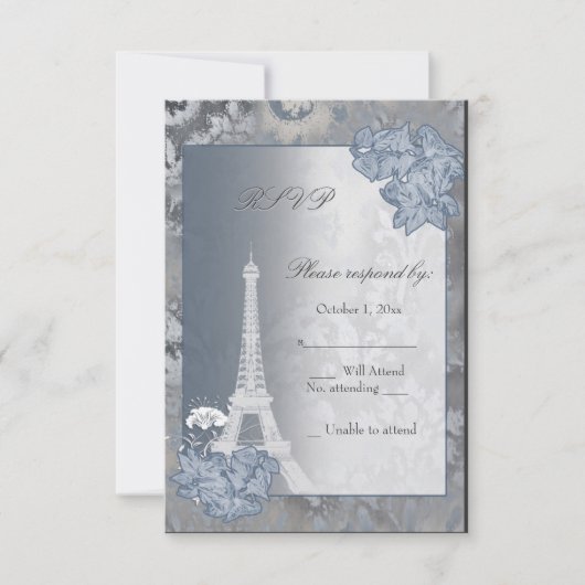 Carte RSVP en métal doré Tour Eiffel (Devant)