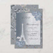 Carte RSVP en métal doré Tour Eiffel (Devant / Derrière)