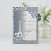 Carte RSVP en métal doré Tour Eiffel (Debout devant)