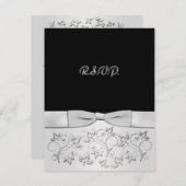Carte RSVP en noir et argent IMPRIMÉE (Devant / Derrière)