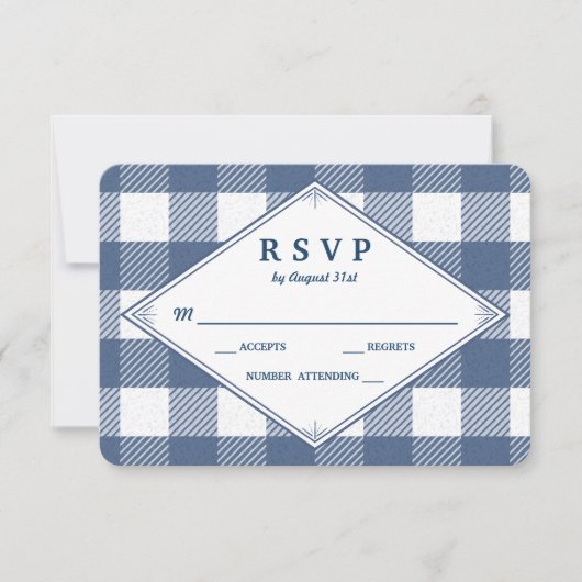 Carte RSVP En vichy mariage à domicile (Devant)