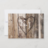 Carte RSVP Etching en bois rustique et coeur (Dos)
