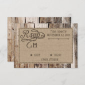 Carte RSVP Etching en bois rustique et coeur (Devant / Derrière)