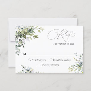 Carte RSVP Eucalyptus Feuille Greenery Wedding