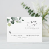 Carte RSVP Eucalyptus Feuille Verdure Monogram (Debout devant)