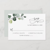Carte RSVP Eucalyptus Feuille Verdure Monogram (Devant / Derrière)