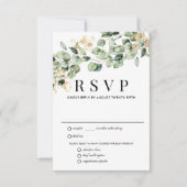 Carte RSVP Eucalyptus Gold Wedding, Options de rep (Devant)