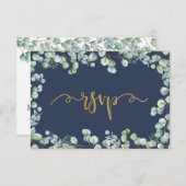 Carte RSVP Eucalyptus Green et Gold Wedding (Devant / Derrière)
