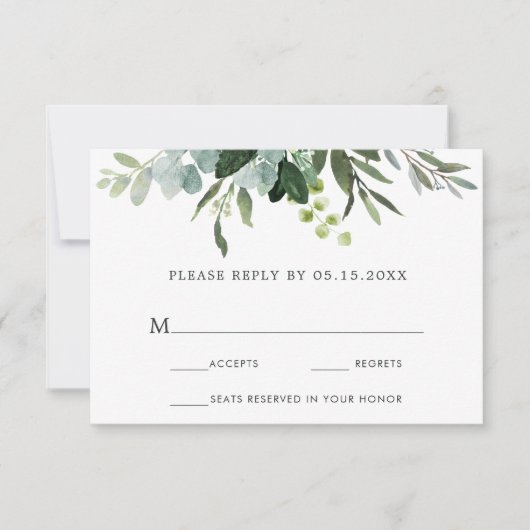 Carte RSVP Eucalyptus Green Foliage Wedding (Devant)